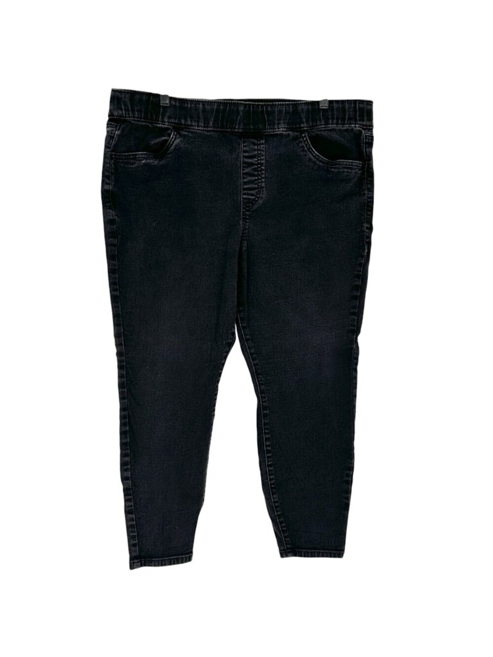 EVRI Jeggings Womens 18WS Mid Rise Black Stretch Denim Plus Size Short w Pockets